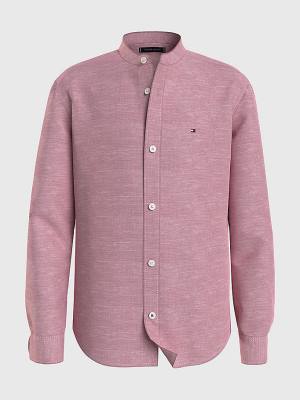 Tommy Hilfiger Katoenen Linen Collarless Overhemd Jongens Roze | TH941OAM