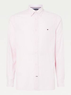 Tommy Hilfiger Katoenen Melange Dobby Slim Fit Overhemd Heren Roze | TH792BZU