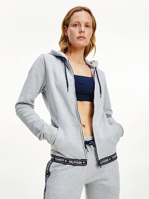 Tommy Hilfiger Katoenen Terry Lounge Hoodie Dames Grijs | TH578CAG