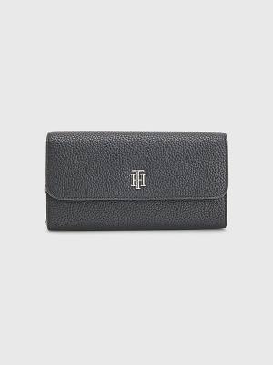 Tommy Hilfiger Large Flap Portefeuille Dames Zwart | TH196KRH