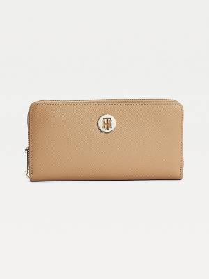 Tommy Hilfiger Large Monogram Zip-Around Portefeuille Dames Bruin | TH253XHE