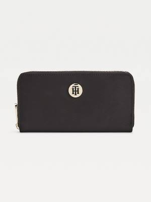 Tommy Hilfiger Large Zip-Around Recycled Portefeuille Dames Zwart | TH917OGW