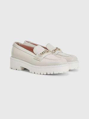 Tommy Hilfiger Leren Chain Chunky Loafers Dames Beige | TH614ZKR