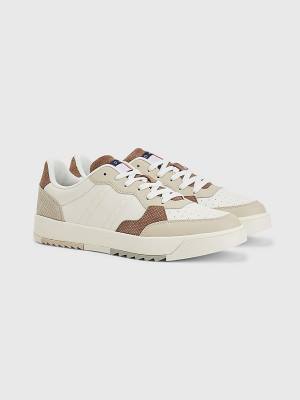 Tommy Hilfiger Leren Cupsole Sneakers Heren Beige | TH309YGV