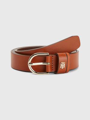 Tommy Hilfiger Leren Monogram Riemen Dames Bruin | TH083PJQ