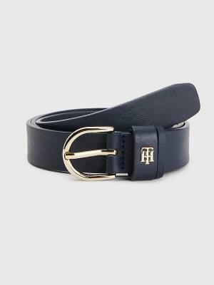 Tommy Hilfiger Leren Monogram Riemen Dames Blauw | TH938OSP