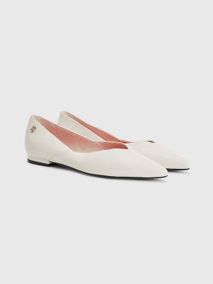 Tommy Hilfiger Leren Pointed Ballerina Schoenen Dames Beige | TH184SVE