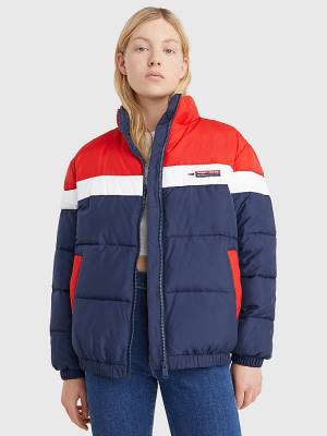 Tommy Hilfiger Lichtgewicht Colour-Blocked Puffer Jassen Dames Blauw | TH035LAE