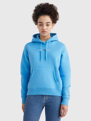 Tommy Hilfiger Linear Logo Hoodie Dames Blauw | TH987NHV