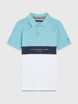 Tommy Hilfiger Logo Colour-Blocked Polo T-shirts Jongens Wit | TH203MBL