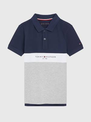 Tommy Hilfiger Logo Colour-Blocked Polo T-shirts Jongens Grijs | TH306LCS