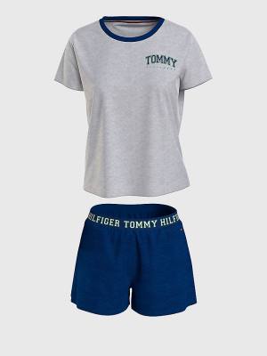 Tommy Hilfiger Logo Contrast Trim Kort Set Pyjamas Dames Beige | TH635NXH