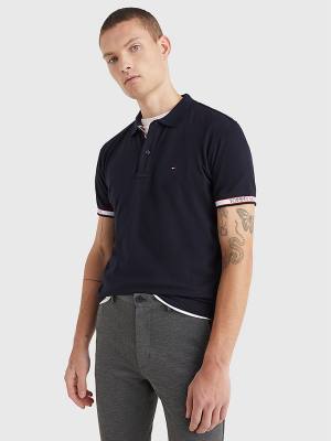 Tommy Hilfiger Logo Cuff Regular Fit Poloshirt Heren Blauw | TH930GJI