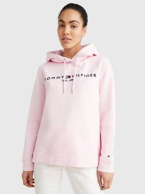 Tommy Hilfiger Logo Drawstring Regular Fit Hoodie Dames Roze | TH015VDI