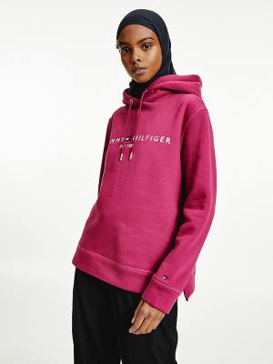 Tommy Hilfiger Logo Drawstring Regular Fit Hoodie Dames Rood | TH152UYS