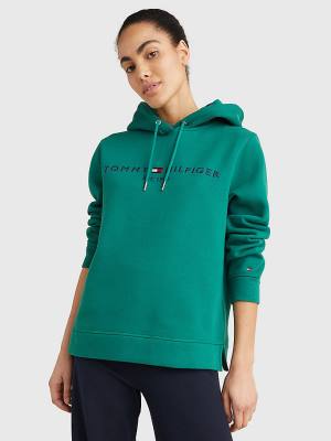 Tommy Hilfiger Logo Drawstring Regular Fit Hoodie Dames Groen | TH172QDC