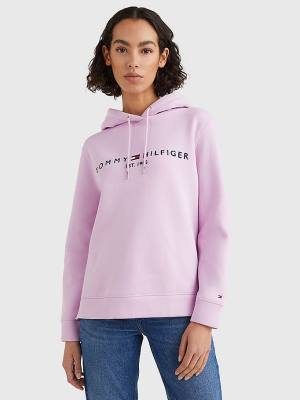 Tommy Hilfiger Logo Drawstring Regular Fit Hoodie Dames Paars | TH278YLJ