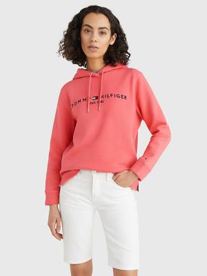 Tommy Hilfiger Logo Drawstring Regular Fit Hoodie Dames Rood | TH568TBA