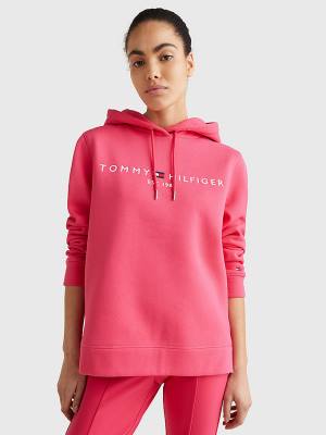 Tommy Hilfiger Logo Drawstring Regular Fit Hoodie Dames Roze | TH859DTO