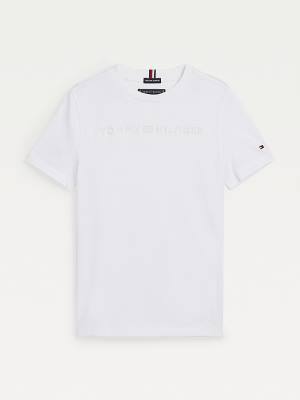 Tommy Hilfiger Logo Embroidery Organic Katoenen T-shirts Jongens Wit | TH825ZCE