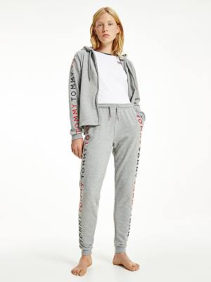 Tommy Hilfiger Logo Embroidery Tapered Joggers Broek Dames Grijs | TH903VGH