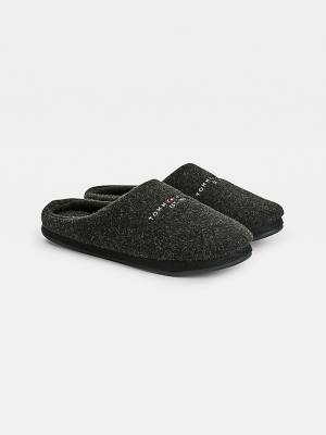 Tommy Hilfiger Logo Felt Home Slippers Heren Zwart | TH239RAH