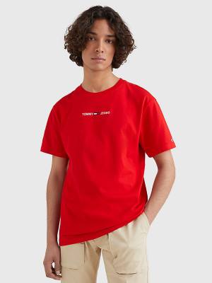 Tommy Hilfiger Logo Flag Patch T-shirts Heren Rood | TH142GVX