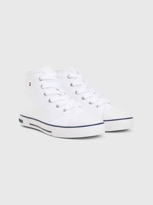 Tommy Hilfiger Logo High-Top Kanten-Up Sneakers Jongens Wit | TH270AMD