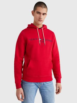 Tommy Hilfiger Logo Hoodie Heren Rood | TH506BWL