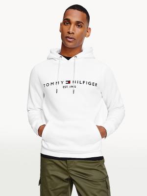 Tommy Hilfiger Logo Hoodie Heren Wit | TH196NAL