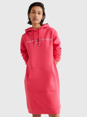 Tommy Hilfiger Logo Jurken Dames Roze | TH519VHI