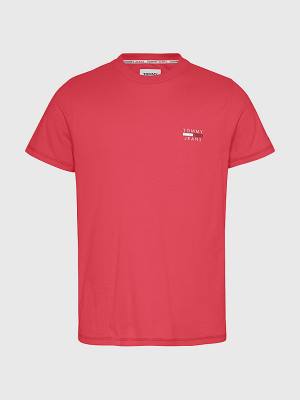 Tommy Hilfiger Logo Organic Katoenen Slim Fit T-shirts Heren Rood | TH456KPB