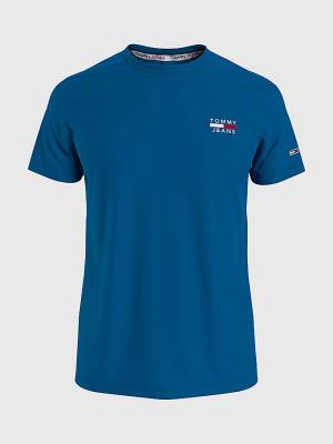 Tommy Hilfiger Logo Organic Katoenen Slim Fit T-shirts Heren Blauw | TH469CXM