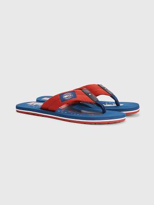 Tommy Hilfiger Logo Patch Flip-Flops Sandalen Heren Rood | TH602JDY