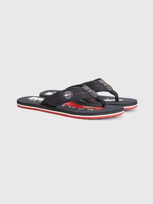 Tommy Hilfiger Logo Patch Flip-Flops Sandalen Heren Blauw | TH862LDA