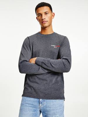 Tommy Hilfiger Logo Recycled Long Sleeve T-shirts Heren Zwart | TH452TFG