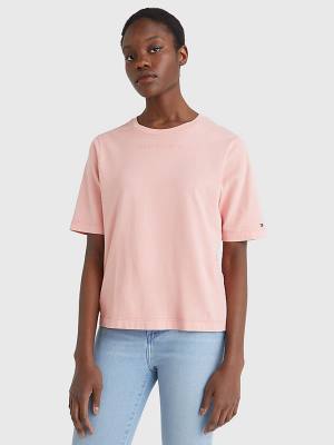 Tommy Hilfiger Logo Relaxed Fit T-shirts Dames Roze | TH345JNX