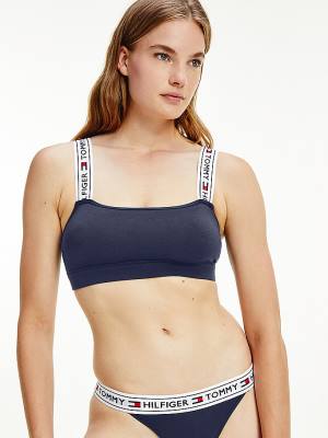 Tommy Hilfiger Logo Riemen Bralette Ondergoed Dames Blauw | TH039XSR