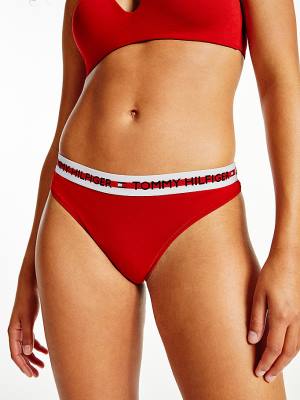 Tommy Hilfiger Logo Tape Stretch String Ondergoed Dames Rood | TH092GBZ