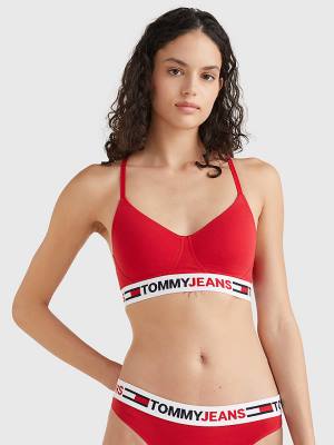 Tommy Hilfiger Logo Underband Lightly Gevoerde Bralette Ondergoed Dames Rood | TH182SLX