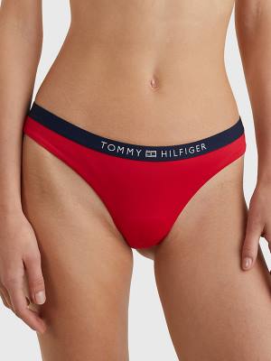 Tommy Hilfiger Logo Waistband Brazilian Bikini Bottoms Zwemkleding Dames Rood | TH203ECO