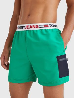 Tommy Hilfiger Logo Waistband Mid Length Shorts Zwemkleding Heren Groen | TH381MEA