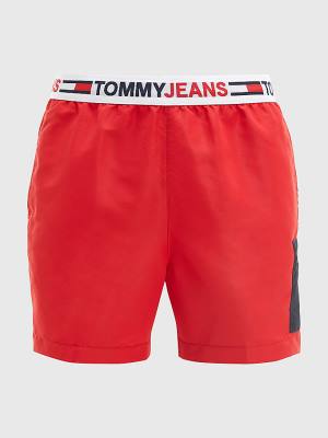 Tommy Hilfiger Logo Waistband Mid Length Shorts Zwemkleding Heren Rood | TH692XGF
