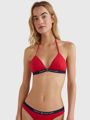 Tommy Hilfiger Logo Waistband Triangle Bikini Top Zwemkleding Dames Rood | TH395IUA