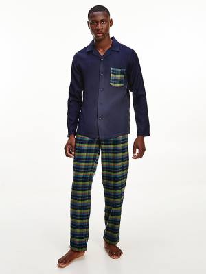 Tommy Hilfiger Long Sleeve Check Set Pyjamas Heren Groen | TH639ATH