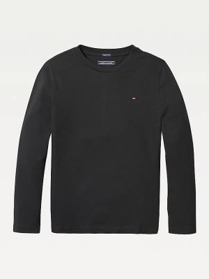 Tommy Hilfiger Long-Sleeve Organic Katoenen T-shirts Meisjes Zwart | TH695FXM