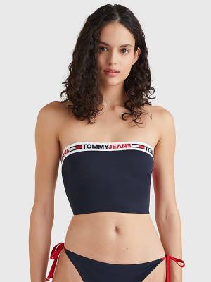 Tommy Hilfiger Longline Bandeau Bikini Top Zwemkleding Dames Blauw | TH768ARJ