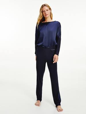 Tommy Hilfiger Lounge Contrast Stripe Stretch Trousers Pyjamas Dames Blauw | TH036NGU