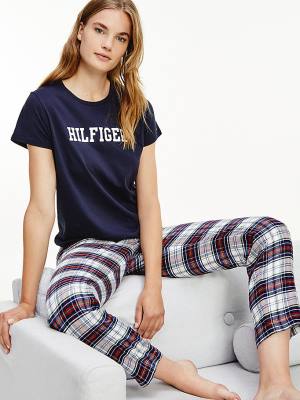 Tommy Hilfiger Lounge Organic Katoenen T-shirts Dames Blauw | TH867XQU