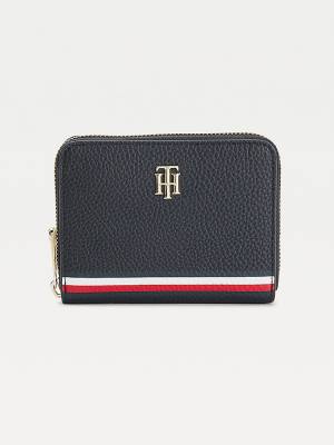 Tommy Hilfiger Medium Signature Zip-Around Portefeuille Dames Blauw | TH471HSA